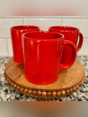 Waechtersbach Cherry Red Ceramic Mug Set of 3 Made in Spain EUC